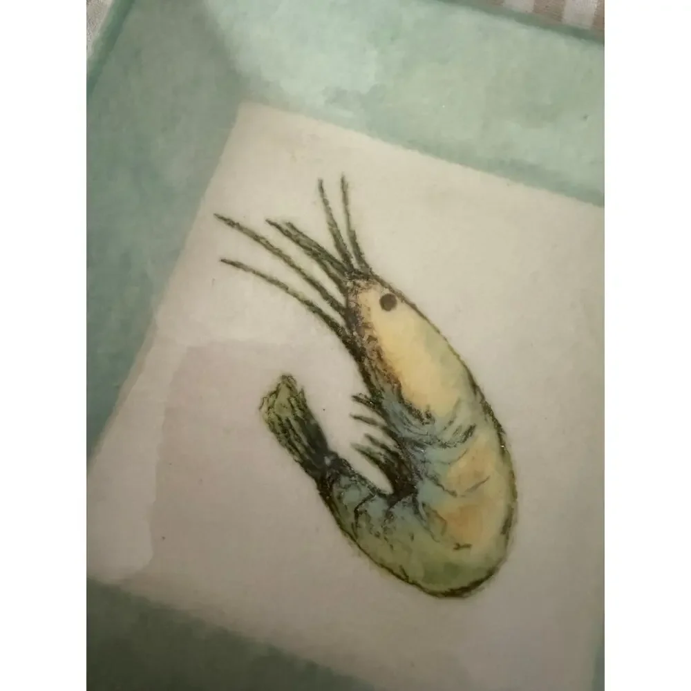 WILLIAMS-SONOMA Verano Tile Tapas Snack Plate Made in Italy Set Two Clam Shrimp
